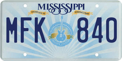 MS license plate MFK840