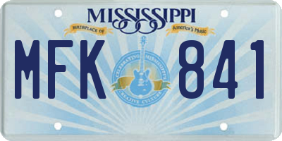 MS license plate MFK841