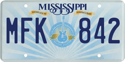 MS license plate MFK842