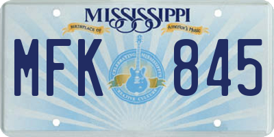 MS license plate MFK845