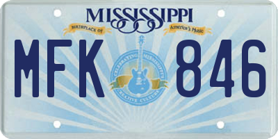 MS license plate MFK846