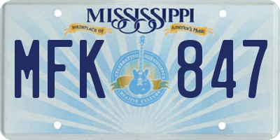 MS license plate MFK847