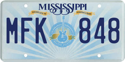 MS license plate MFK848
