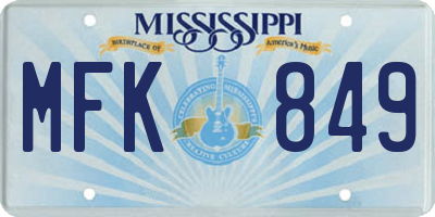 MS license plate MFK849