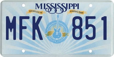 MS license plate MFK851