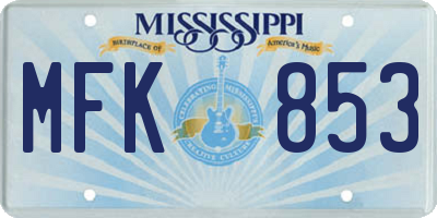MS license plate MFK853