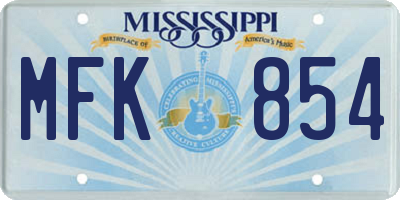 MS license plate MFK854