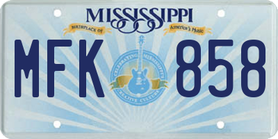 MS license plate MFK858