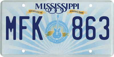 MS license plate MFK863
