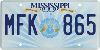 MS license plate MFK865