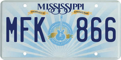 MS license plate MFK866