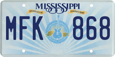 MS license plate MFK868