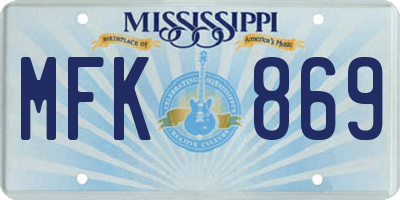MS license plate MFK869