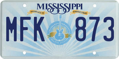 MS license plate MFK873
