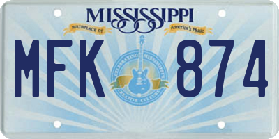 MS license plate MFK874