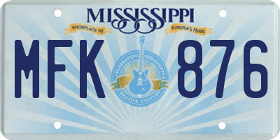 MS license plate MFK876