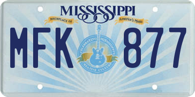 MS license plate MFK877