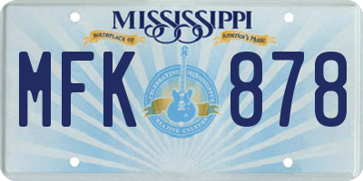 MS license plate MFK878