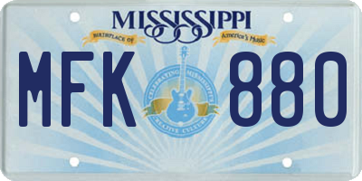 MS license plate MFK880