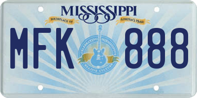 MS license plate MFK888