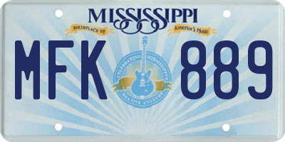 MS license plate MFK889