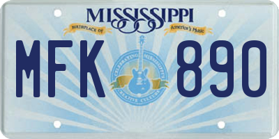 MS license plate MFK890