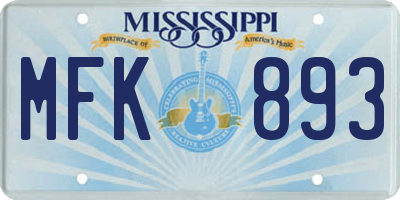 MS license plate MFK893