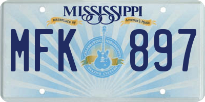 MS license plate MFK897
