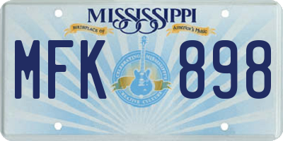 MS license plate MFK898