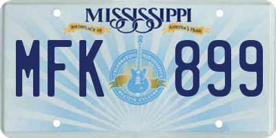 MS license plate MFK899