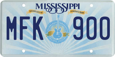 MS license plate MFK900