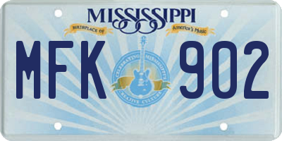 MS license plate MFK902
