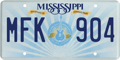 MS license plate MFK904