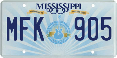 MS license plate MFK905