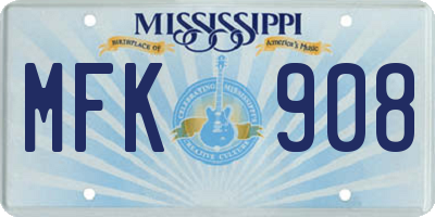 MS license plate MFK908