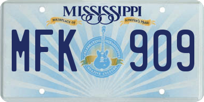 MS license plate MFK909
