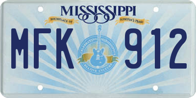 MS license plate MFK912