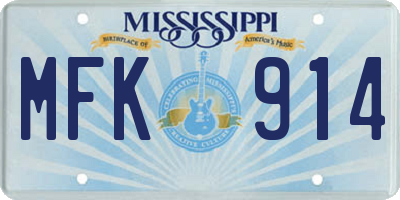 MS license plate MFK914