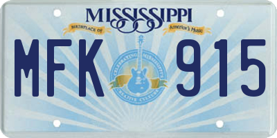 MS license plate MFK915