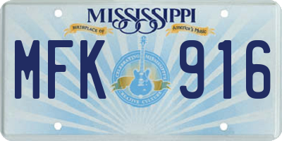 MS license plate MFK916
