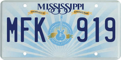 MS license plate MFK919