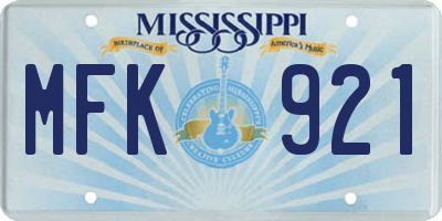 MS license plate MFK921