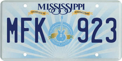 MS license plate MFK923