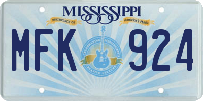 MS license plate MFK924