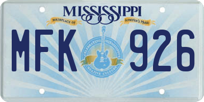 MS license plate MFK926
