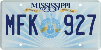 MS license plate MFK927