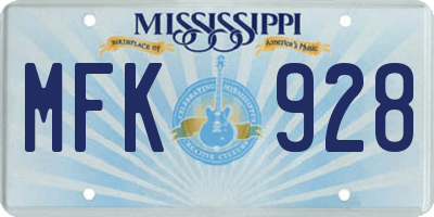 MS license plate MFK928