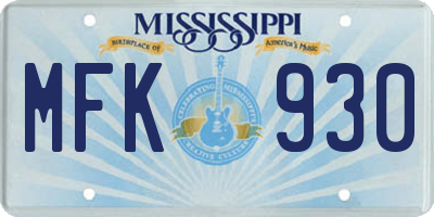 MS license plate MFK930