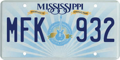 MS license plate MFK932