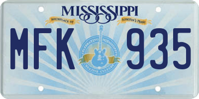 MS license plate MFK935